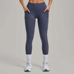 Women's Gym High-waisted High-stretch Yoga Pants with Side Pockets Leggings Workout Running Tights Quick-dry Fitness Trousers