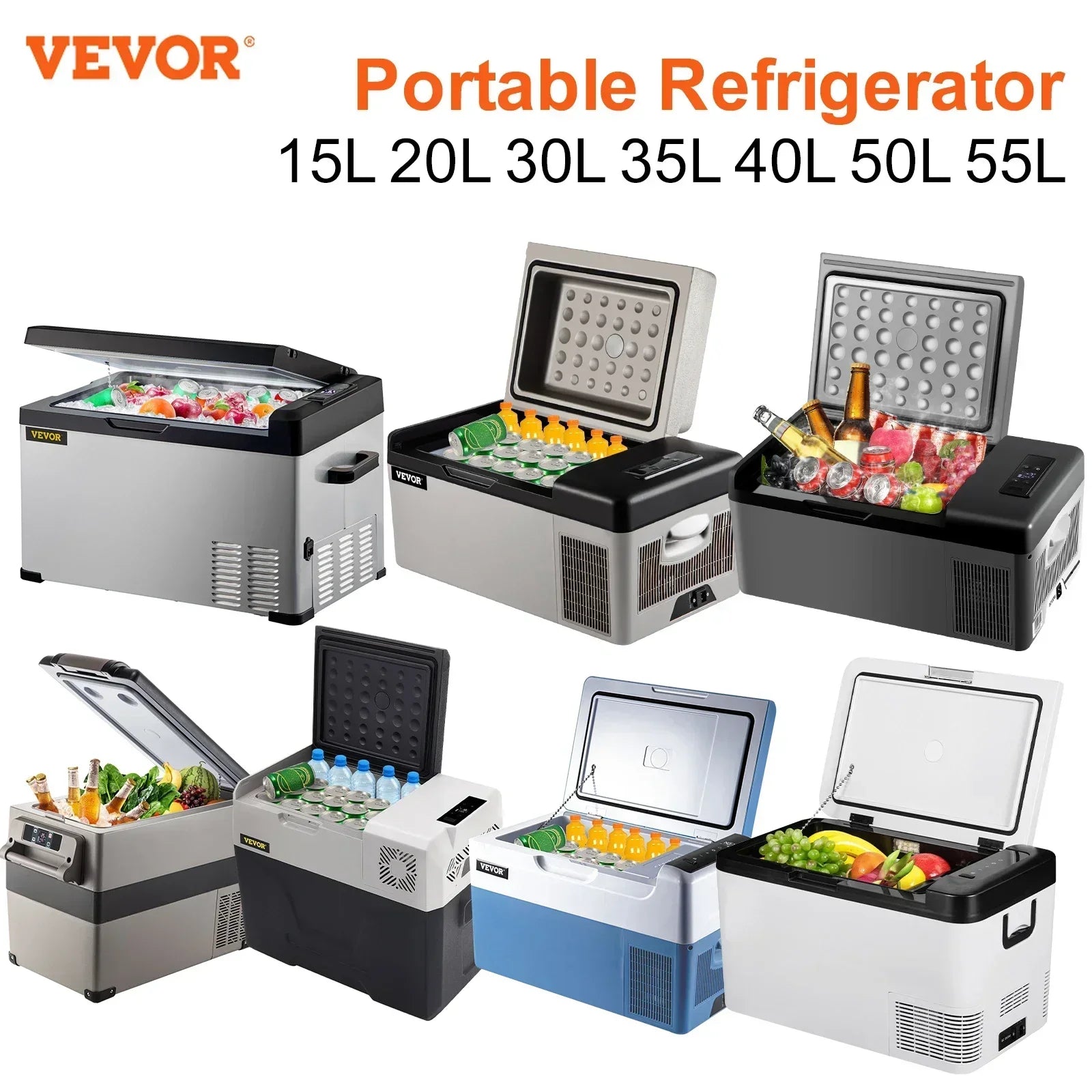 VEVOR 15L-55L portable small refrigerator car refrigerator car truck mini cooler, suitable for driving, traveling, and home use Main image