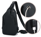 Men Bag Fashion New Solid Color Men Chest Bag Outdoor Casual Fashion One Shoulder Crossbody Bag Nylon USB Charging Shoulder Bags