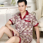High Quality Pajamas Set Men Spring Autumn Thin Polyester Ice Silk Long-sleeved Sleepwear Plus Size Summer Home Clothes Male