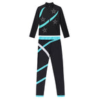 Kids Girls Sports Set Long Sleeve Zipper Sweatshirt with Leggings Children's Sport Suits for Workout Skating Gymnastics Outfits