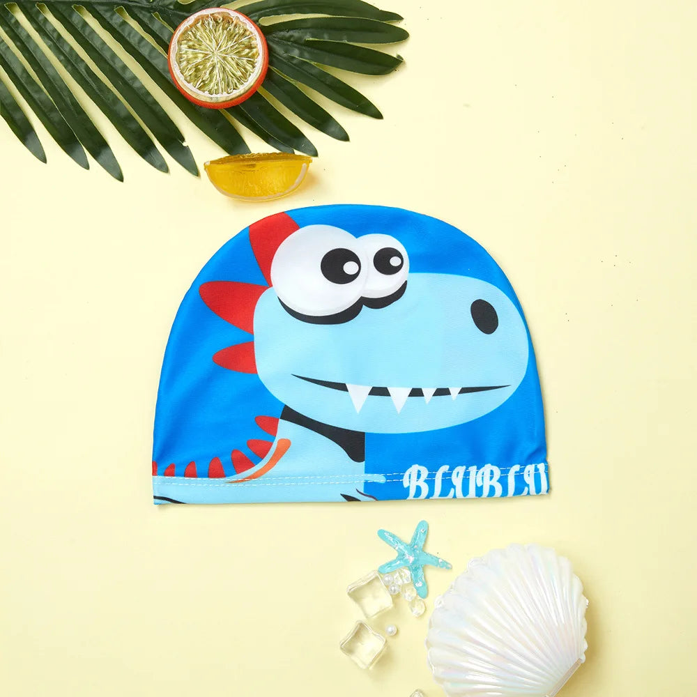 Kids Swim Cap Cartoon Pattern High Elastic Ear Protection Breathable for Pool Swimming Boys Girls Comfort Fit
