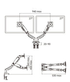 Desktop NB F160 + FP-2 Gas Spring Dual Arm for 17"-27" Monitor Holder + 10"-17" Laptop Support Air Press Mount Stand Load 2-9kg