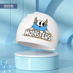 Kids Swim Cap High Elastic Waterproof Silicone Breathable Lightweight Cartoon Pattern for Pool Swimming Boys Girls Comfort Fit