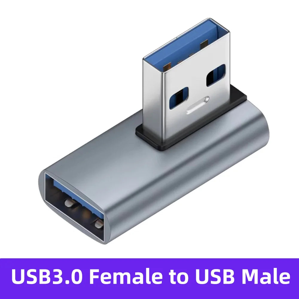 NNBILI USB3.0 Male to Female Right Angle Extension Adapter USB Upward Elbow 90 Degree Adapter 10Gbps For Laptop PC Connector